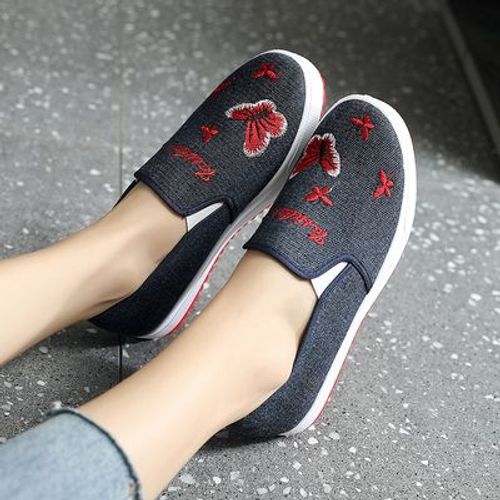 Chaussures Chaussures Plates Enfiler Pour Femmesen Toileclassiquesnoiresdécontractéesblanchesà La Modea5241c