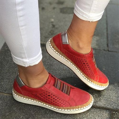 Chaussures Mocassins En Cuir Pour Femmesbaskets Confortables Enfiler