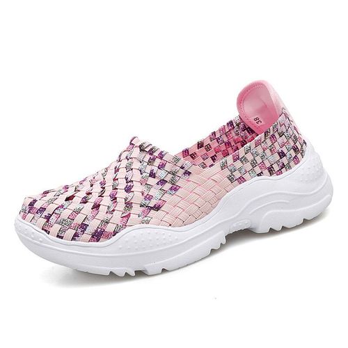 Baskets D'été À La Mode Pour Femmes,Chaussures À Plateforme,Tissées,Décontractées,À Enfiler,De Haute Qualité,Souples Et Respirantes,Mocassins,Taille 42