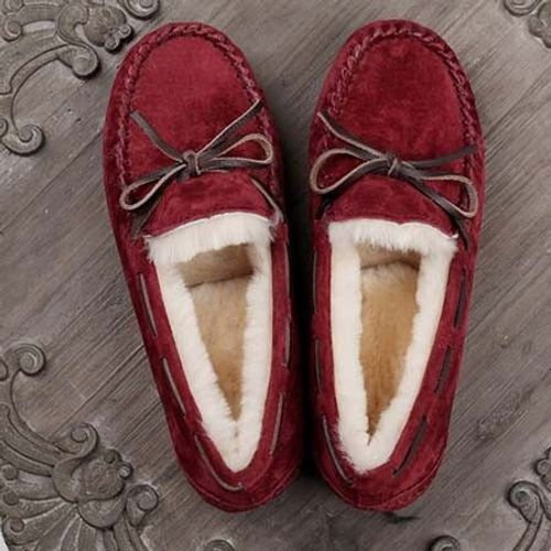 Chaussures Mocassins En Cuir Véritable Pour Femmesfourrure Naturellechaussures Platesmocassins Décontractésgrande Taillehivernouvelle Modemarque Supérieure