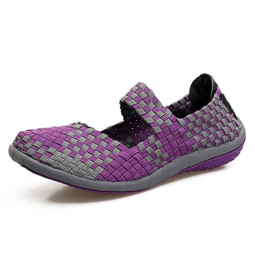Baskets D'été À Enfiler Pour Femmes,Chaussures Plates Tissées,Mocassins Féminins Respirants,Chaussures Décontractées,Grande Taille 42,Mode 2020