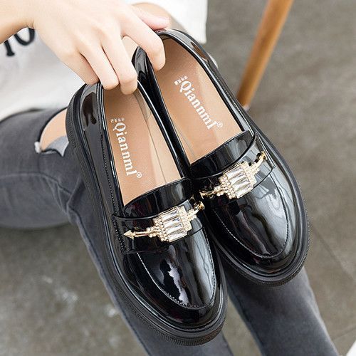 Chaussures À Plateforme En Cuir Verni Pour Femmes,Mocassins À Biscuits,Appartements Décontractés De Bureau,Style Britannique,Optique,Sans Lacet,Petite Taille,33-43,2024