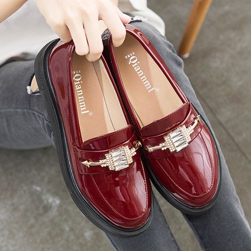 Chaussures À Plateforme En Cuir Verni Pour Femmes,Mocassins À Biscuits,Appartements Décontractés De Bureau,Style Britannique,Optique,Sans Lacet,Petite Taille,33-43,2024