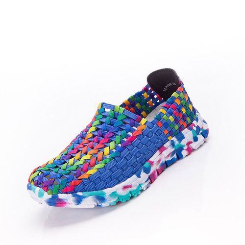 Mocassins D'été Pour Femmes,Chaussures Plates Tissées Décontractées,Baskets Respirantes À Enfiler,Colorées,Grande Taille 41