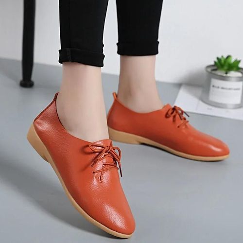 Chaussures Mocassins D'été En Cuir Véritable Pour Femmeschaussures Décontractéessouples Et Pointuespour Dames