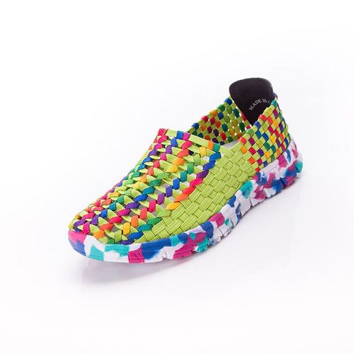 Mocassins D'été Pour Femmes,Chaussures Plates Tissées Décontractées,Baskets Respirantes À Enfiler,Colorées,Grande Taille 41