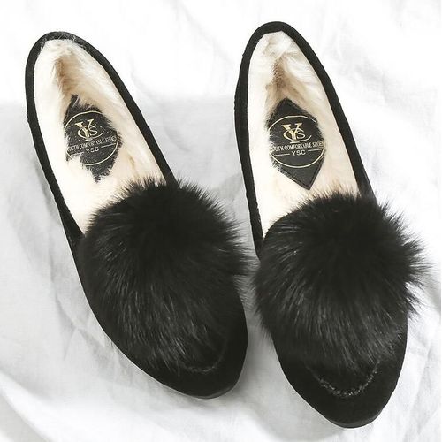 Chaussures Mocassins Plats En Fourrure Pompons Mignons Pour Femmes9.510 Espadrillesballetald On Creepersconfortablenouvelle Arrivéehiver