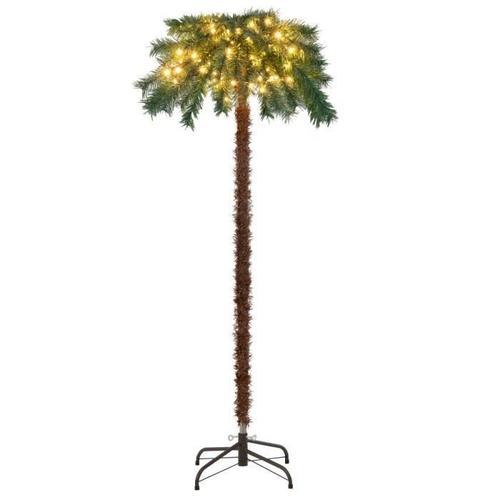 COSTWAY Sapin de Noël Lumineux 150 cm Forme de Palmier Tropical Illuminé 150 Lumières Blanches Chaudes en PVC Support en Métal