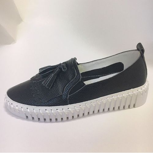 Chaussures Mocassins En Croûte De Cuir Bout Rond Pour Femmeschaussures Plates Décontractées La Modeà Frangede Hauteur Accrue