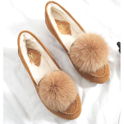 Chaussures Mocassins Plats En Fourrure Pompons Mignons Pour Femmes9.510 Espadrillesballetald On Creepersconfortablenouvelle Arrivéehiver