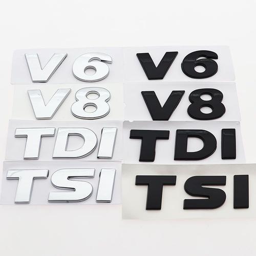 Autocollant De Lettre De Logo De Voiture En Abs Autocollant De Pare-Chocs Arrière Porte Arrière Emblème De Coffre Accessoires De Style V6 V8 Tdi Tsi 1pc