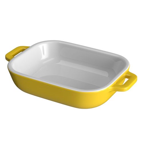 Intirilife Plat À Four Multifonctionnel En Porcelaine Jaune De 26 X 17 X 5 Cm - Pour Une Utilisation Quotidienne Dans La Cuisine, Que Ce Soit À La Maison, Au Restaurant, À L'hôtel Ou Pour Une Fête.