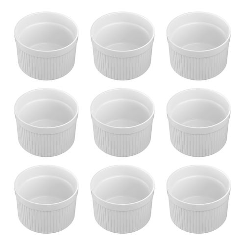 Intirilife Ensemble De 6 Moules À Soufflé En Porcelaine Blanc De Taille 7.8 X 4.6 Cm - Pour Préparer Un Dessert, Des Portions De Fruits Ou De L'obst, Des Muffins, Des Cupcakes Ou Une Tarte