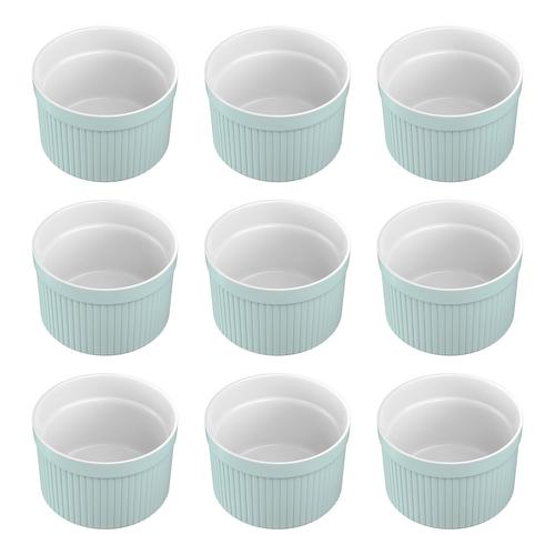 Intirilife Ensemble De 6 Moules À Soufflé En Porcelaine Bleu Clair De Taille 7.8 X 4.6 Cm - Pour Préparer Un Dessert, Des Portions De Fruits Ou De L'obst, Des Muffins, Des Cupcakes Ou Une Tarte