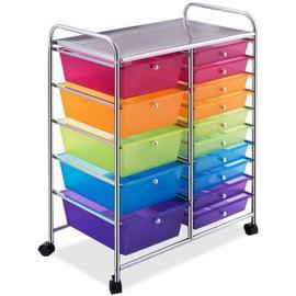 Tour de Rangement à Roulettes- 10 Tiroirs Amovibles 65,5 x 37 x 87 CM  Format A4 et et Lettre Noir/Blanc/Multicolore/Gris/Rose/Transparent -  Costway