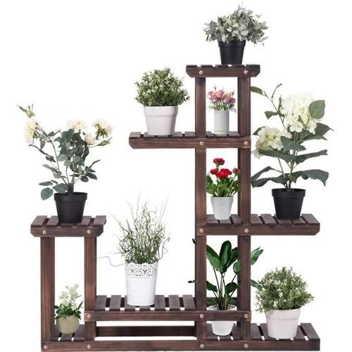 Etagère Pour Plantes En Bois Porte-Fleurs 6 Niveaux 95 X 25 X 96 Cm Support De Rangement Pour Pot De Plantes Marron