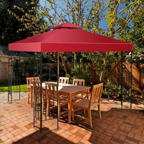 Costway Toile De Rechange Pour Tonnelle Tente 3 X 3 M En Polyester Impérméable De Jardin Pour Pavillon Vin Rouge