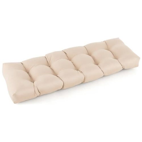 Costway Coussin De Banc De 15cm D'épaisseur 132x49x15cm Rebond Ultra Doux Et Rapide Pour Tabouret De Rangement/Banc De Jardin, Beige