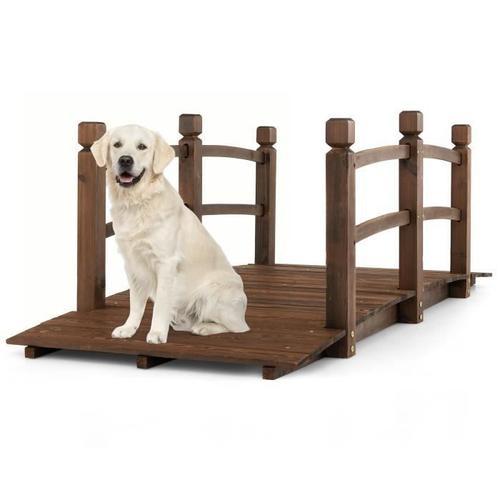 Costway Pont De Jardin En Sapin Carbonisé 171 X 76,5 X 58,5 Cm Charge Max 180kg Avec Garde-Corps De Sécuritépour Patio, Cour, Ferme