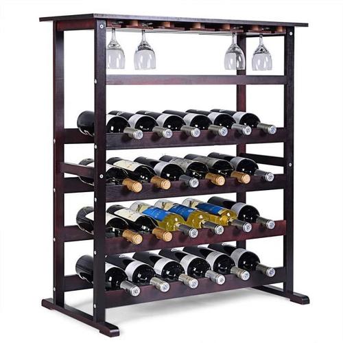 Étagère À Vin Casier À 24 Bouteilles En Bois De Pin Verni Robuste Modulable Rangement Pour Verre À Vin Rouge 80 X 41,5 X 91,5 Cm