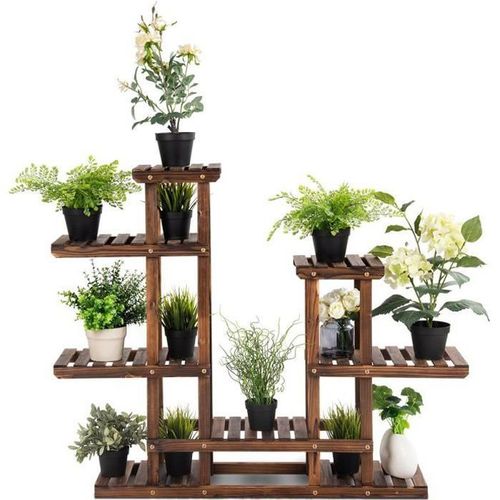 Etagère Pour Plantes Support De Pot 6 Niveau De Rangement En Sapin Pour Décoration À L?Intérieur Ou À L?Extérieur 96x25x96 Cm