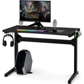 Bureau gaming noir, bureau gamer, bureau d'ordinateur, bureau de jeu bureau,  100 x 74 x 60 cm - Conforama