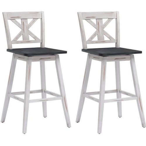 Costway Lot De 2 Tabourets De Bar H109 Cm Siège Pivotant 360° Avec Repose-Pieds Antidérapants En Bois D'hévéa Pour Maison Restaurant
