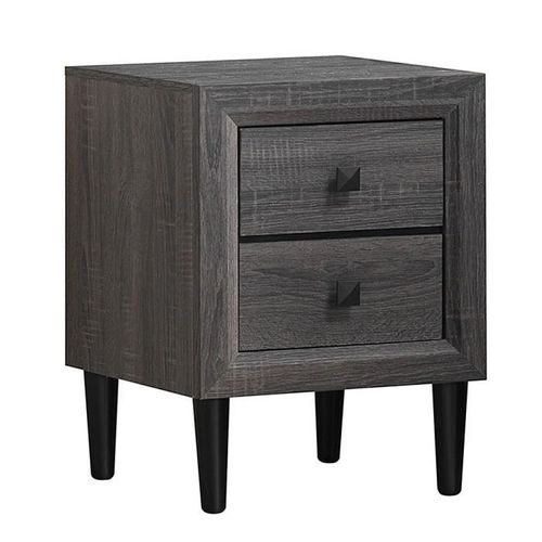 Costway Table De Chevet Moderne Avec 2 Tiroirs, 40 X 39,5 X 55 Cm, Avec Pieds En Bois Massif Et Poignées, Gris