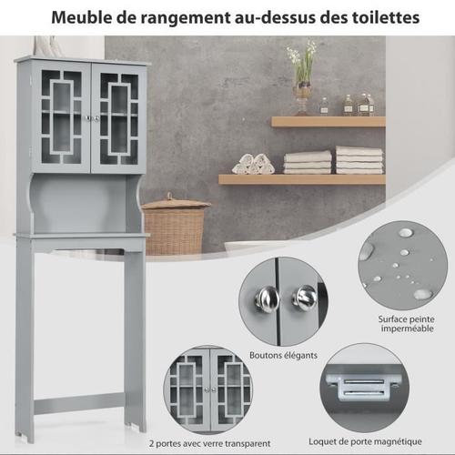 COSTWAY Meuble Colonne de Salle de Bain avec 2 Portes et Rangement