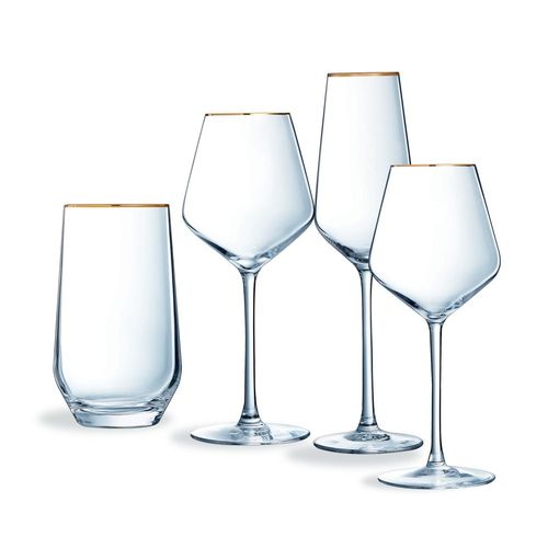 Ensemble 16 Verres Ultime Bord Or - Cristal D'arques