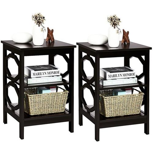 Costway Lot De 2 Table De Chevet À 3 Niveaux, Table D'appoint Simple Et Contemporain, Pour Chambre, Salon 40 X 40 X 61 Cm, Café