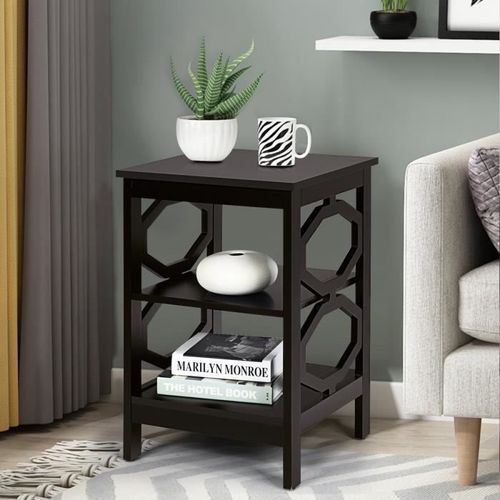 Costway Table De Chevet À 3 Niveaux, Table D'appoint Simple Et Contemporain, Pour Chambre, Salon 40 X 40 X 61 Cm, Café