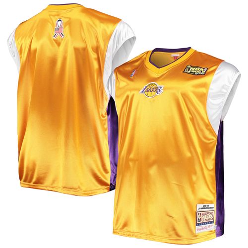 Chemise À Col En V Pour Hommes, Mitchell & Ness, Or/Violet, Los Angeles Lakers Hardwood Classics Big & Tall On-Court Shooting