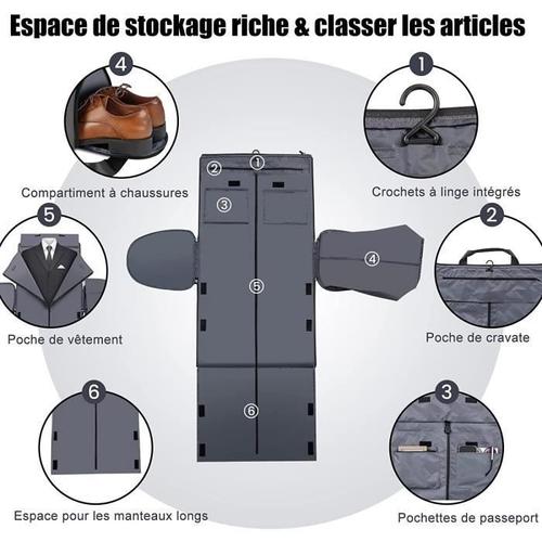 COSTWAY Sac de Voyage en PU Convertible Housses à Vêtements