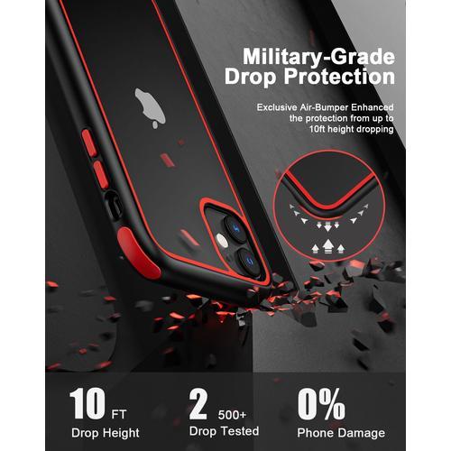 MobNano Coque Compatible avec iPhone X, XS, 360 degrés Antichoc Pro  Anti-Rayures Transparente PC/TPU Silicone Etui Noir Rouge : :  High-Tech