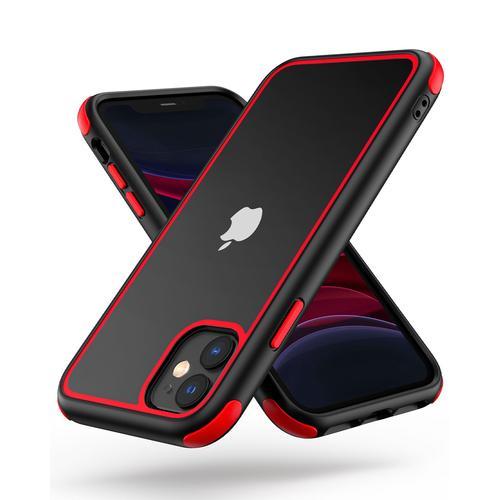 MobNano Coque Compatible avec iPhone 11 360 degrés Antichoc Pro  Anti-Rayures Transparente PC/TPU Silicone Etui pour iPhone 11 - Noir/Rouge