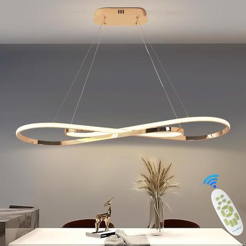 Suspension Led Table A Manger Lampe Suspendue A Intensite Variable Avec Telecommande Lampe A Suspension Design Lineaire Lampe Lustre Reglable En Hauteur Secretaire Lampe De Cuisine(L100cm/57w)Or