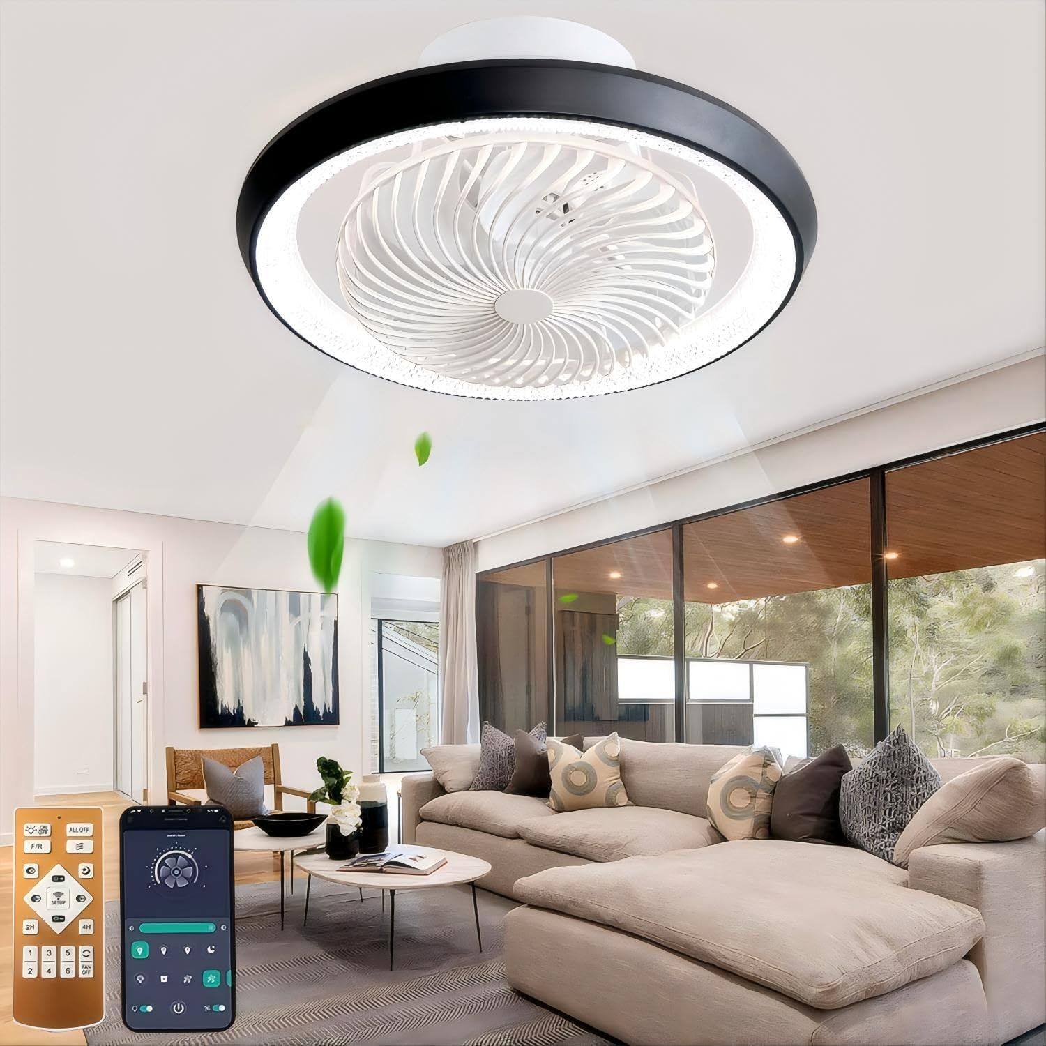 OXYGEN Ventilateur De Plafond En Bois Avec Lumière - Moteur DC - 152 Cm | Ventilateur Plafond