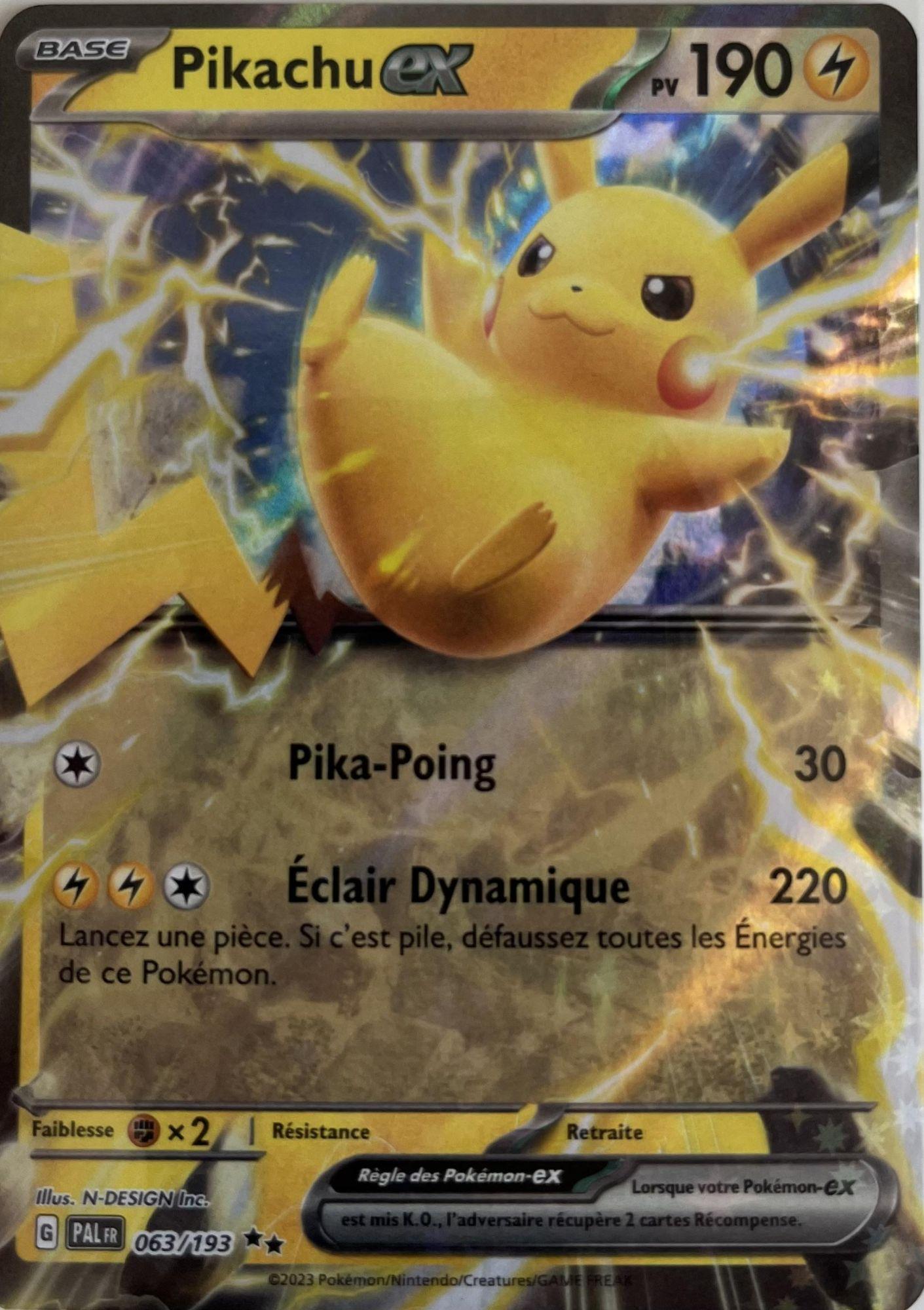 Carte Pokémon PIKACHU-ex - 063/193 - PV190 - Version française