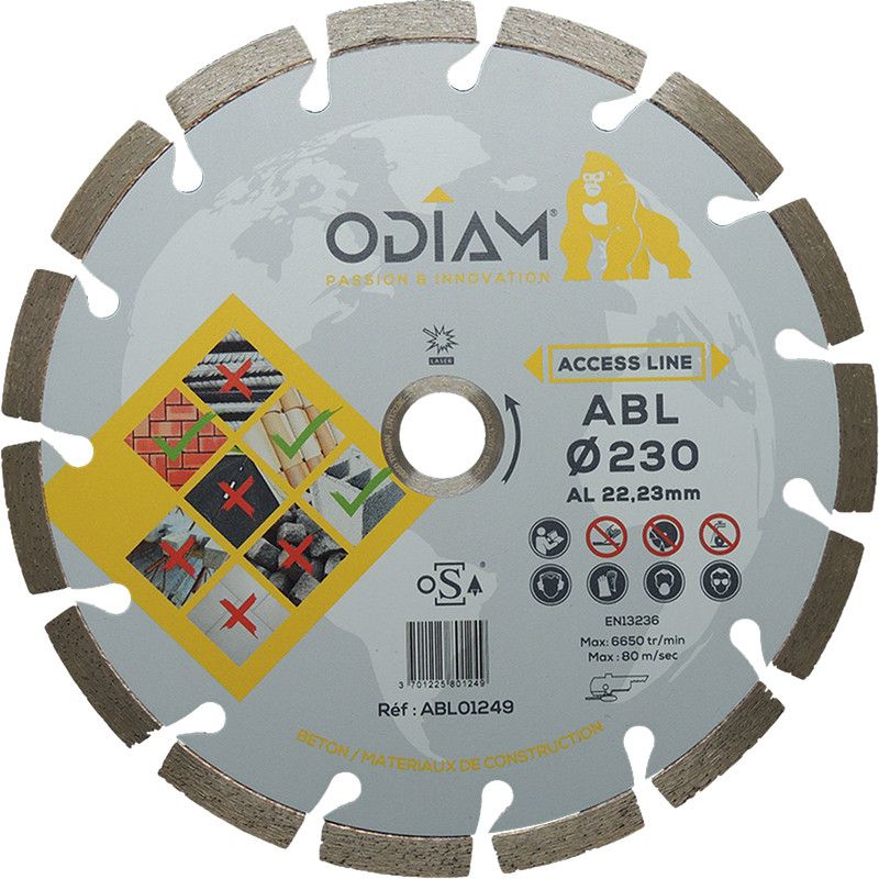 Disque diamant béton ABL Odiam diametre 230 x 22,23mm