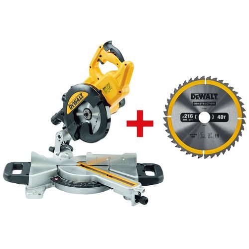 Scie à onglet radiale DeWalt DWS774-QS + Lame DT 1953 OFFERTE 1400W diametre 216mm