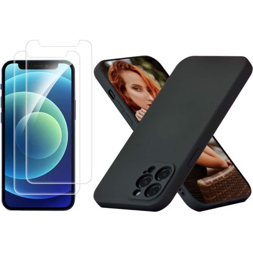 Coque Silicone Couleur Noire + 2 Verres Trempes Pour Iphone 12 Pro Max Little Boutik®