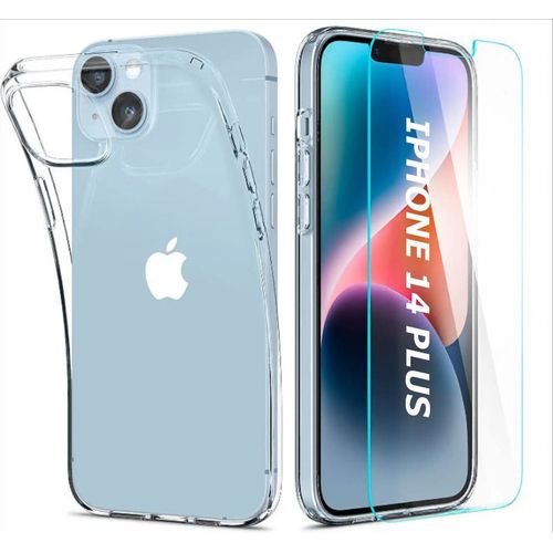Coque Silicone Transparente + Vitre De Protection Ecran Pour Apple Iphone 14 Plus Little Boutik®