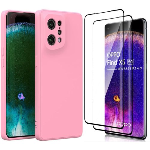 Coque Silicone Rose + 2 Verres Trempes Pour Oppo Find X5 Little Boutik®