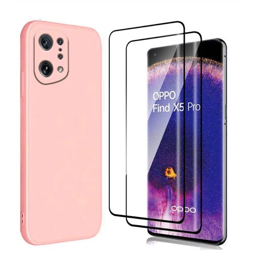 Coque Silicone Rose + 2 Verres Trempes Pour Oppo Find X5 Pro Little Boutik®