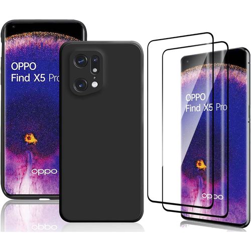 Coque Silicone Noir + 2 Verres Trempes Pour Oppo Find X5 Pro Little Boutik®