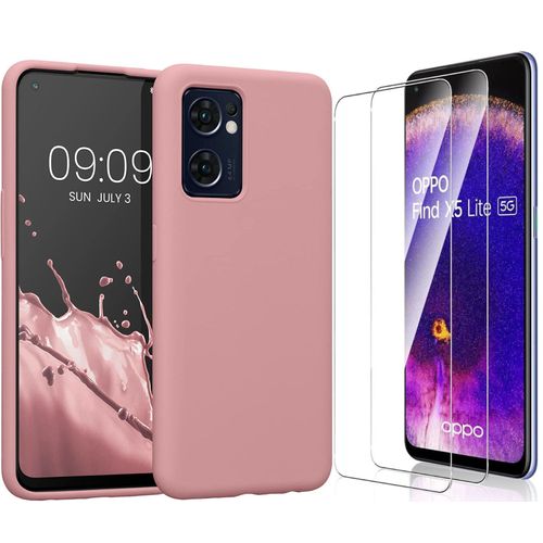 Coque Silicone Rose + 2 Verres Trempes Pour Oppo Find X5 Lite Little Boutik®