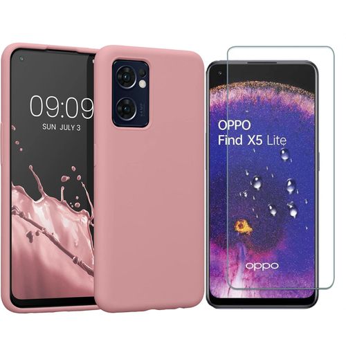 Coque Silicone Rose + Verre Trempe Pour Oppo Find X5 Lite Little Boutik®