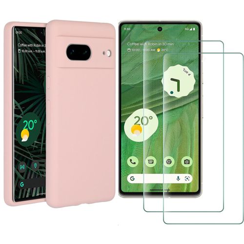 Coque Silicone Rose + 2 Vitres Protection Ecran Pour Google Pixel 7 5g Little Boutik®