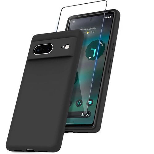 Coque Silicone Noire + Vitre Protection Ecran Pour Google Pixel 7 5g Little Boutik®